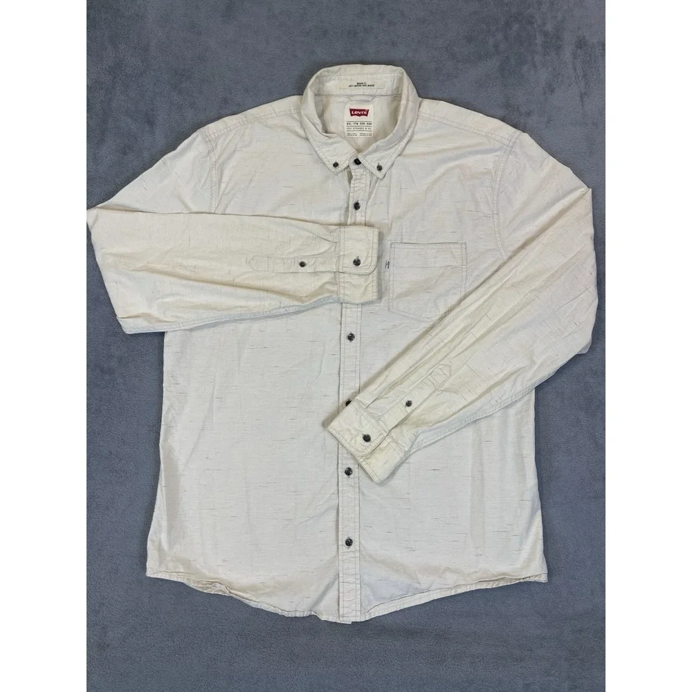 Levis‎ Shirt Mens XXL Light Tan Long Sleeve Button Up Modern Fit Western